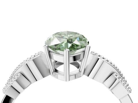White gold Fancy Green Marquise Cut Solitaire Milgrain Leaf Band with Prong Setting_16