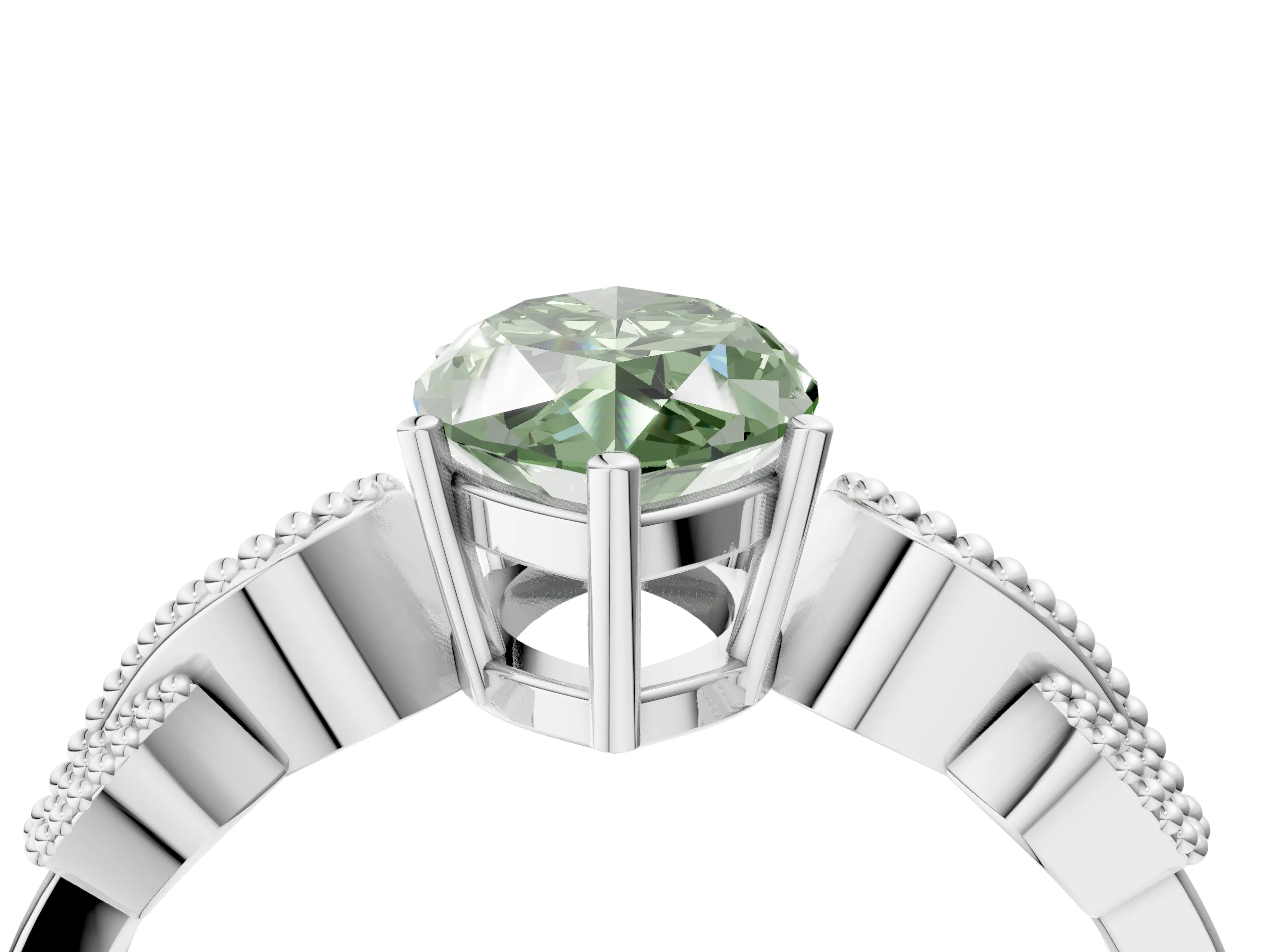 White gold Fancy Green Marquise Cut Solitaire Milgrain Leaf Band with Prong Setting_16