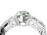 White gold Fancy Green Marquise Cut Solitaire Princess Side Stone Engraved Band Prong Setting Ring_16