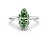 White gold Fancy Green Marquise  Cut Solitaire Ring with Cathedral Band and Four-Prong Setting_79