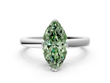 White gold Fancy Green Marquise  Cut Solitaire Ring with Four-Prong Setting and Classic Band_43