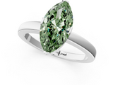 White gold Fancy Green Marquise  Cut Solitaire Ring with Four-Prong Setting and Classic Band_45