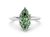 White gold Fancy Green Marquise  Cut Solitaire Ring with Four-Prong Setting on a Classic Band_24