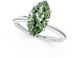 White gold Fancy Green Marquise  Cut Solitaire Ring with Thin Band and Four-Prong Setting_17