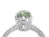 White gold Fancy Green Marquise Cut Solitaire Split Shank Pave Diamond Engagement Ring with Four-Prong Setting_4