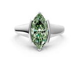 White gold Fancy Green Marquise Cut Solitaire Tension Set Diamond Ring with Split Shank Band_24