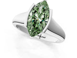 White gold Fancy Green Marquise Cut Solitaire Tension Set Diamond Ring with Split Shank Band_25