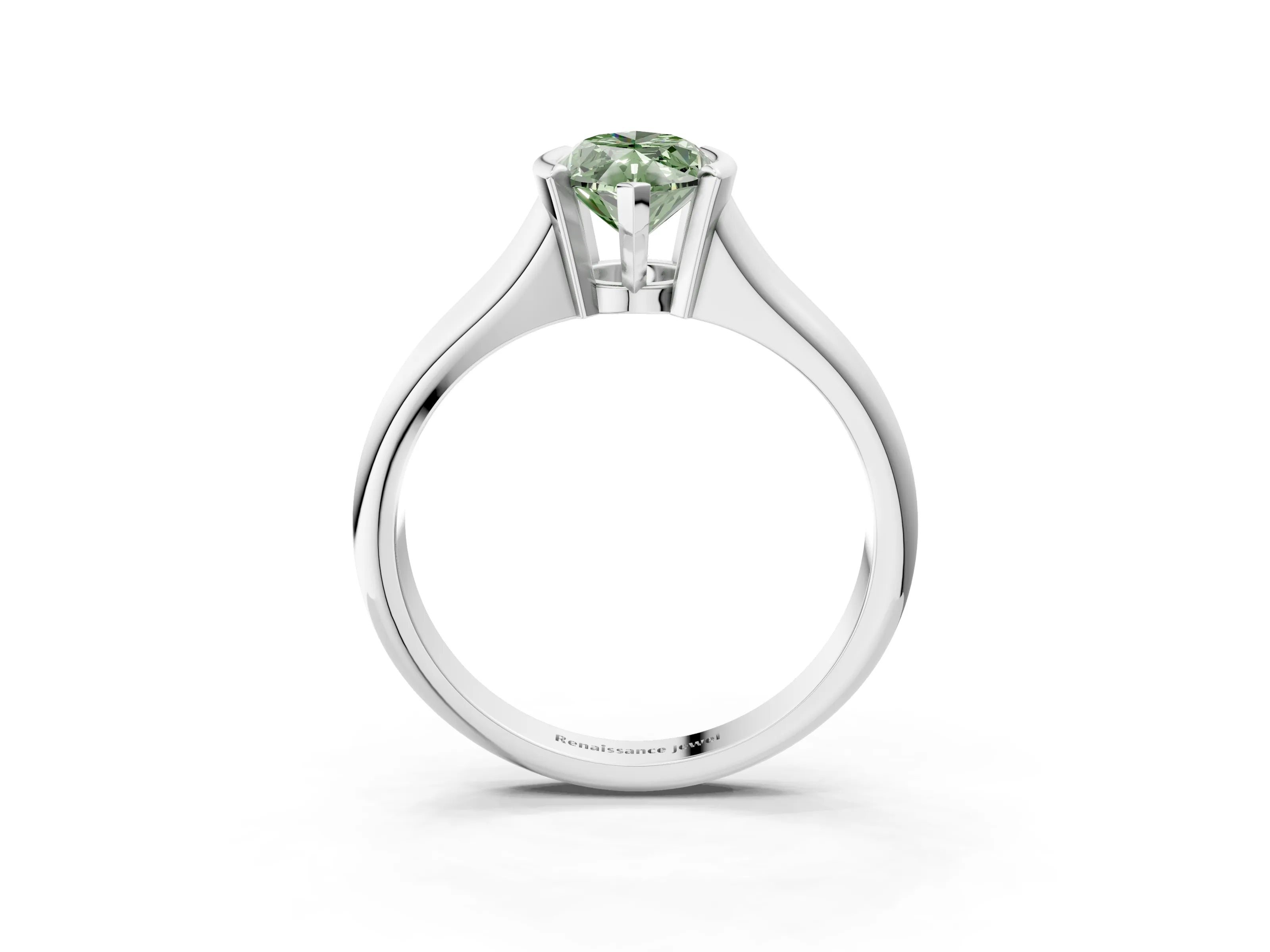 White gold Fancy Green Marquise Cut Solitaire Tension Set Diamond Ring with Split Shank Band_27