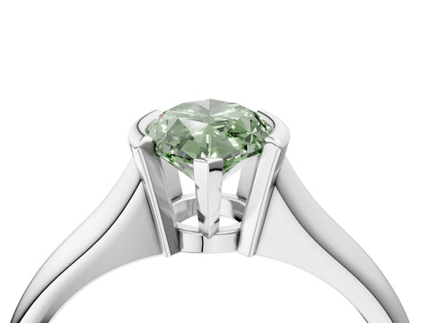 White gold Fancy Green Marquise Cut Solitaire Tension Set Diamond Ring with Split Shank Band_28