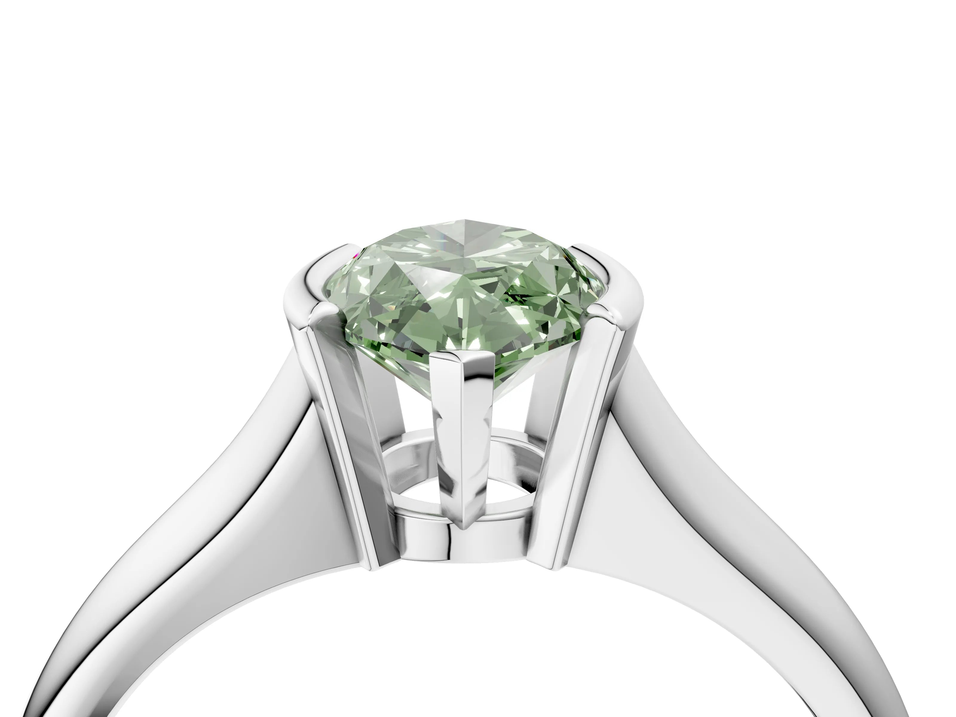 White gold Fancy Green Marquise Cut Solitaire Tension Set Diamond Ring with Split Shank Band_28