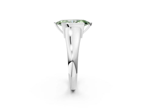 White gold Fancy Green Marquise Cut Solitaire Tension Set Diamond Ring with Split Shank Band_2
