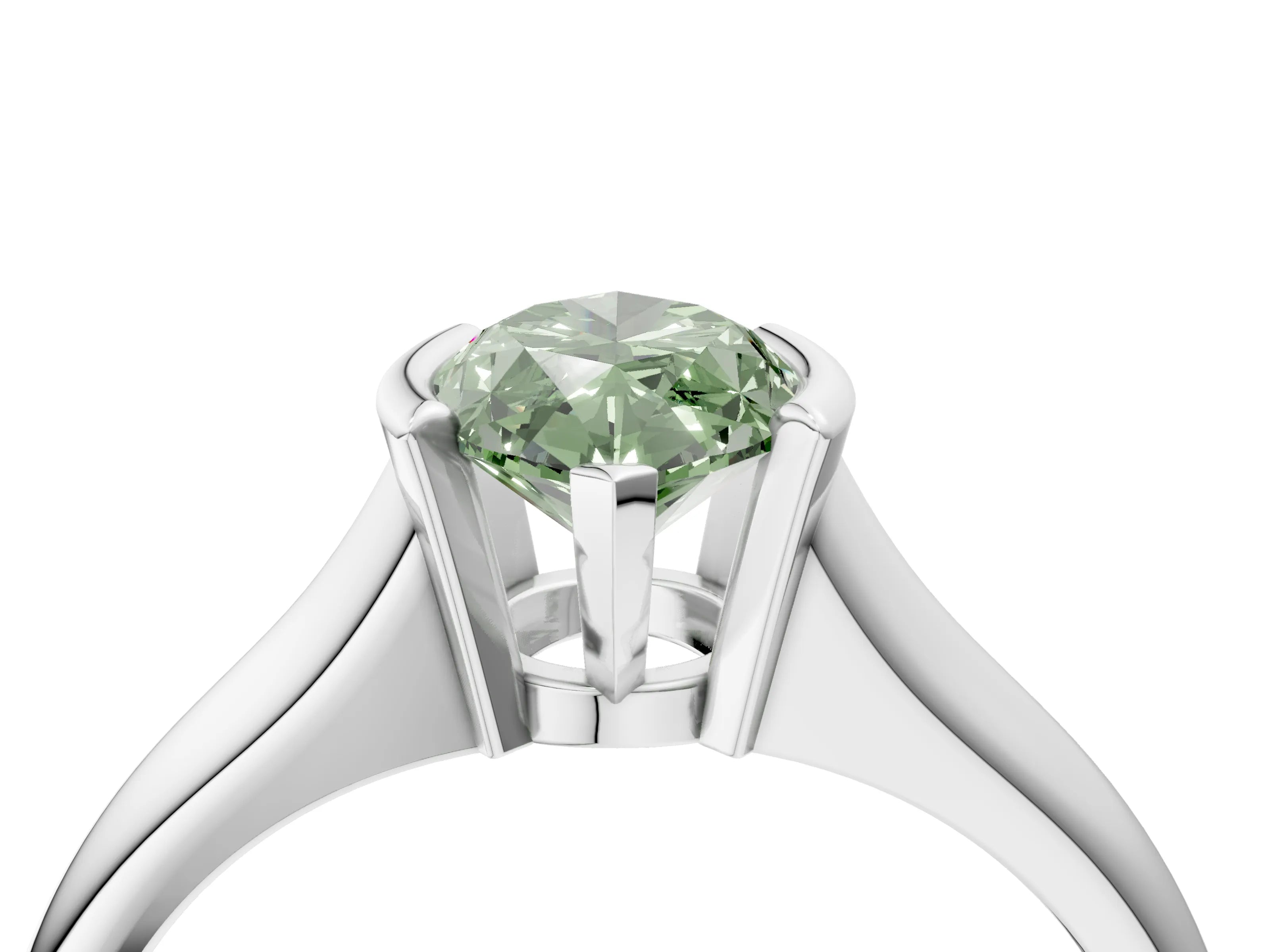 White gold Fancy Green Marquise Cut Solitaire Tension Set Diamond Ring with Split Shank Band_4
