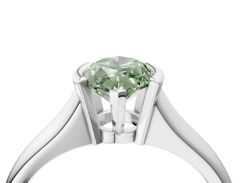 White gold Fancy Green Marquise Cut Solitaire Tension Set Diamond Ring with Split Shank Band_4