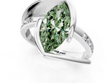 White gold Fancy Green Marquise Cut Solitaire Tension-Set Diamond Split Shank Ring_1