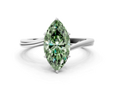 White gold Fancy Green Marquise  Cut Solitaire Twist Band Ring with Four-Prong Setting_23
