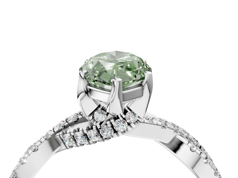 White gold Fancy Green Marquise Cut Solitaire Twist Pave Diamond Engagement Ring with Prong Setting_16
