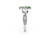 White gold Fancy Green Marquise Cut Solitaire Twist Pave Diamond Engagement Ring with Prong Setting_2