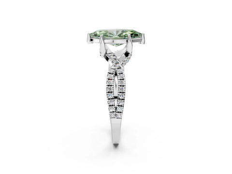 White gold Fancy Green Marquise Cut Solitaire Twist Pave Diamond Engagement Ring with Prong Setting_38