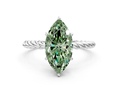 White gold Fancy Green Marquise Cut Solitaire Twisted Band 4-Prong Ring_24
