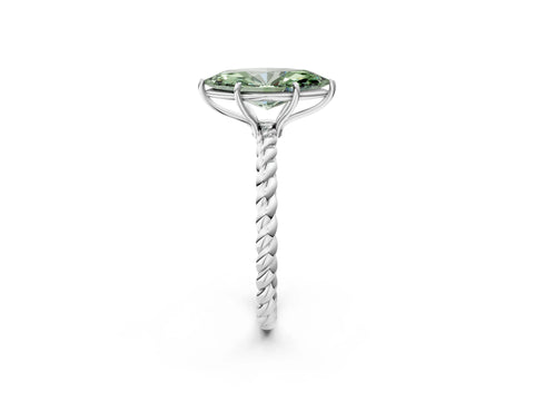White gold Fancy Green Marquise Cut Solitaire Twisted Band 4-Prong Ring_26