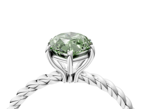 White gold Fancy Green Marquise Cut Solitaire Twisted Band 4-Prong Ring_28
