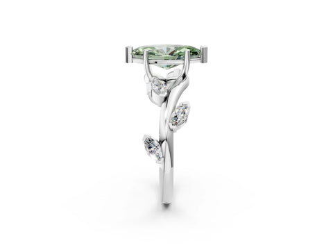 White gold Fancy Green Marquise Cut Solitaire Twisted Band Marquise Accent Prong Setting Ring_2