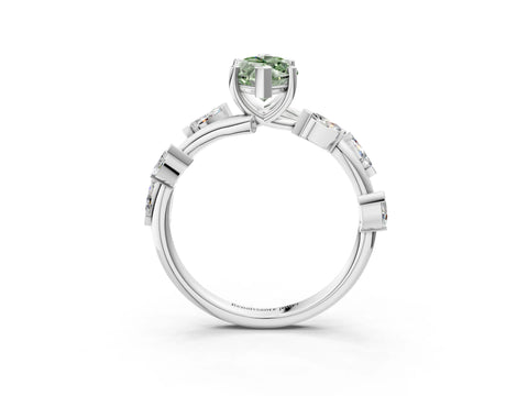 White gold Fancy Green Marquise Cut Solitaire Twisted Band Marquise Accent Prong Setting Ring_3