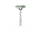 White gold Fancy Green Marquise  Cut Solitaire Twisted Band with Four-Prong Setting_100