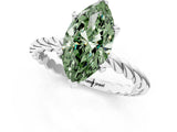 White gold Fancy Green Marquise  Cut Solitaire Twisted Band with Four-Prong Setting_98