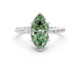 White gold Fancy Green Marquise  Cut Solitaire Twisted Band with Four-Prong Setting_98