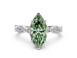 White gold Fancy Green Marquise Cut Solitaire Twisted Pave Band with Four-Prong Setting_15