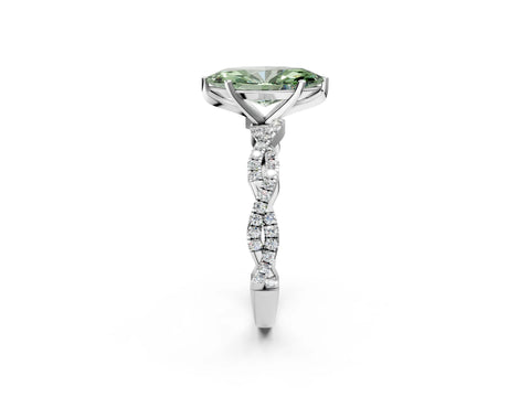 White gold Fancy Green Marquise Cut Solitaire Twisted Pave Band with Four-Prong Setting_17