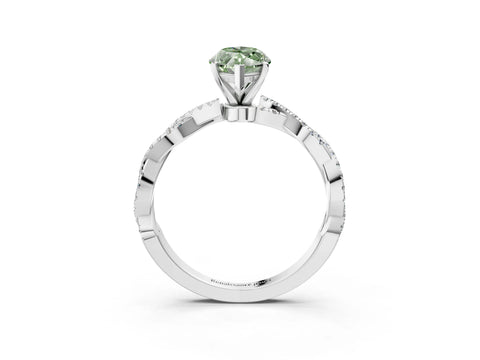 White gold Fancy Green Marquise Cut Solitaire Twisted Pave Band with Four-Prong Setting_18
