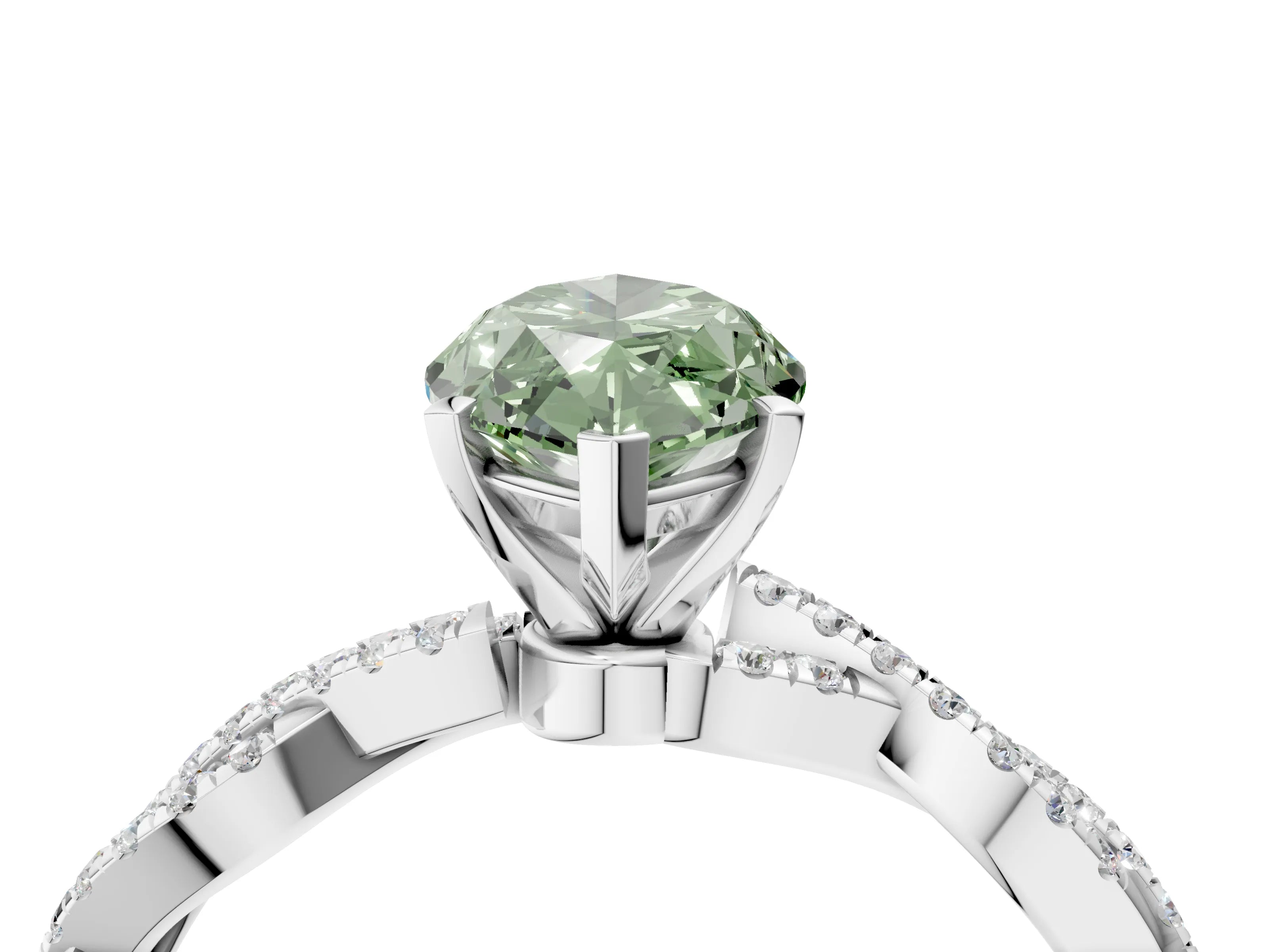 White gold Fancy Green Marquise Cut Solitaire Twisted Pave Band with Four-Prong Setting_19