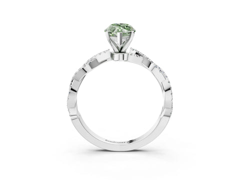 White gold Fancy Green Marquise Cut Solitaire Twisted Pave Band with Four-Prong Setting_6