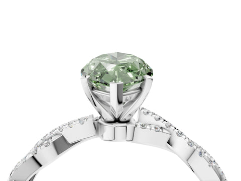 White gold Fancy Green Marquise Cut Solitaire Twisted Pave Band with Four-Prong Setting_7