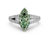 White gold Fancy Green Marquise  Cut Split Shank Pave Diamond Engagement Ring with Four-Prong Setting_24