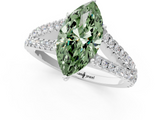White gold Fancy Green Marquise  Cut Split Shank Pave Diamond Engagement Ring with Four-Prong Setting_25