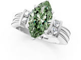 White gold Fancy Green Marquise  Cut Three-Stone Channel Set Ring with Bar Prongs_60
