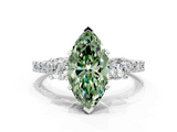 White gold Fancy Green Marquise  Cut Three-Stone Diamond Pavé Band with Prong Setting_16
