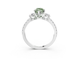 White gold Fancy Green Marquise  Cut Three-Stone Diamond Pavé Band with Prong Setting_19