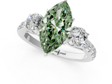 White gold Fancy Green Marquise  Cut Three-Stone Diamond Pave Band with Prong Setting_38