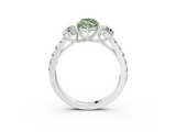 White gold Fancy Green Marquise  Cut Three-Stone Diamond Pave Band with Prong Setting_40