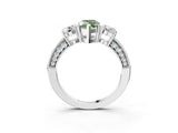 White gold Fancy Green Marquise Cut Three-Stone Diamond Ring with Pavé Band and Four-Prong Setting_15