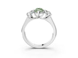 White gold Fancy Green Marquise Cut Three-Stone Diamond Ring with Prong Setting on a Classic Band_15