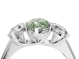 White gold Fancy Green Marquise Cut Three-Stone Diamond Ring with Prong Setting on a Classic Band_17