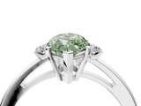 White gold Fancy Green Marquise  Cut Three-Stone Solitaire Ring with Round Accent Diamonds and Four-Prong Setting_24