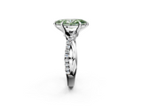 White gold Fancy Green Marquise  Cut Twist Band Solitaire Diamond Ring with Pavé Setting_5