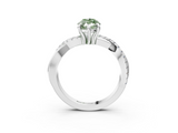 White gold Fancy Green Marquise  Cut Twist Band Solitaire Diamond Ring with Pavé Setting_6