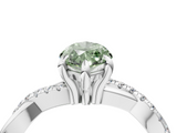 White gold Fancy Green Marquise  Cut Twist Band Solitaire Diamond Ring with Pavé Setting_7
